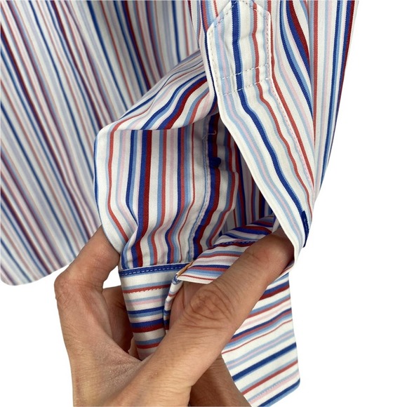 Tommy Hilfiger Mens 80s 2 Ply Fabric Striped Button Up Shirt - Picture 7 of 10